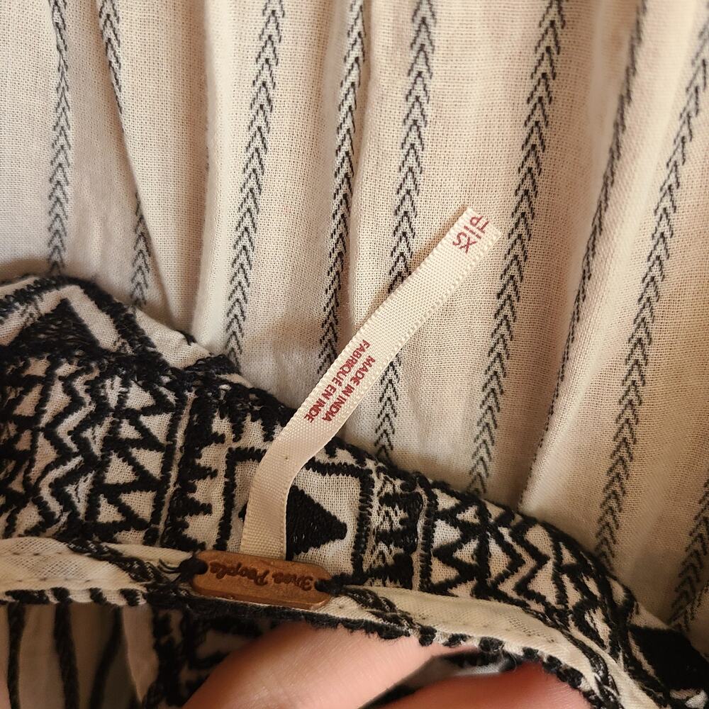 Free People Lola Mini Dress Embroidered Striped Boho Flowy XS Beachy Oversized - Picture 3 of 5